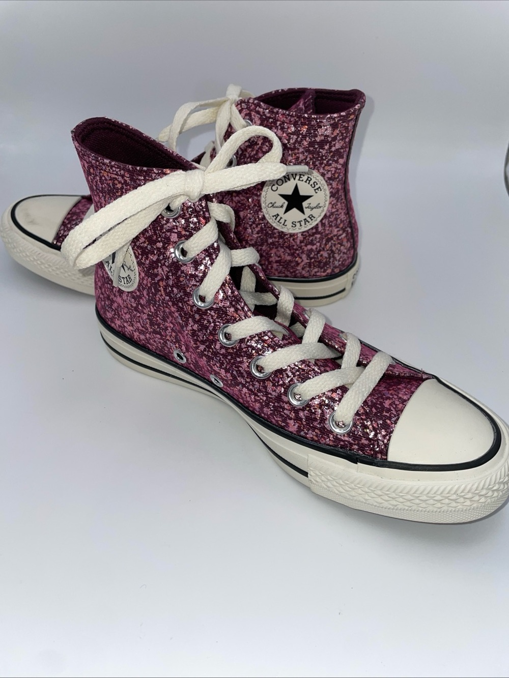 Converse Chuck Taylor All Star High Top Sneakers - Glitter Plum with White